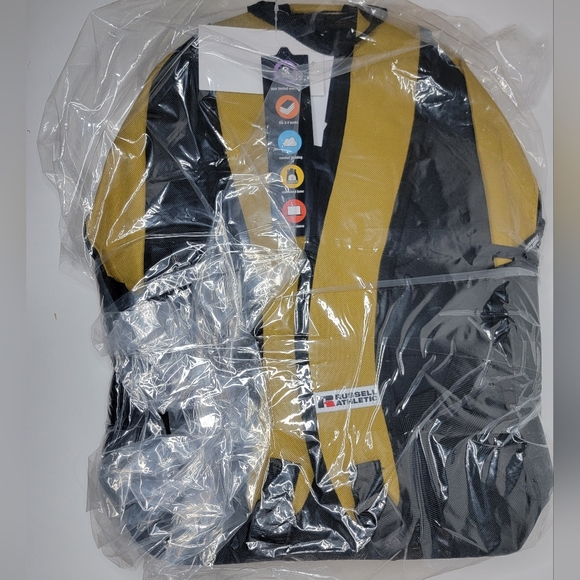 Russel Athletic Yellow Backpack Bag Laptop Sleev 15" School Student College Kids - Picture 11 of 15